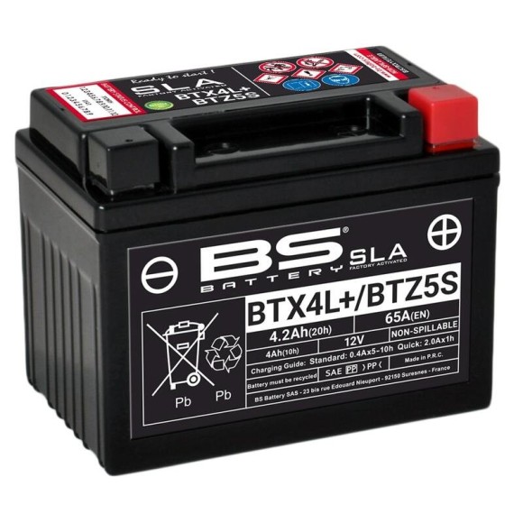 Batería moto BS BATTERY SLA BTX4L+ / BTZ5S (FA)