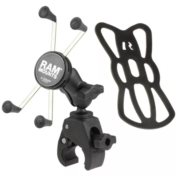 Base RAM pequeña Tough-Claw ™ con brazo de enchufe doble corto y soporte grande universal X-Grip® para teléfono