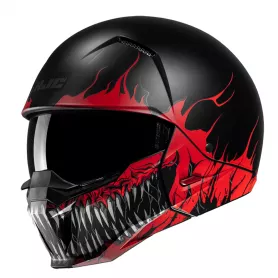 Casco Jet HJC i20 Scraw - Negro-Rojo