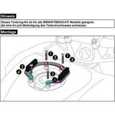 Sistema de sujeción Tankring con montaje de 6 agujeros para BMW F 850 GS