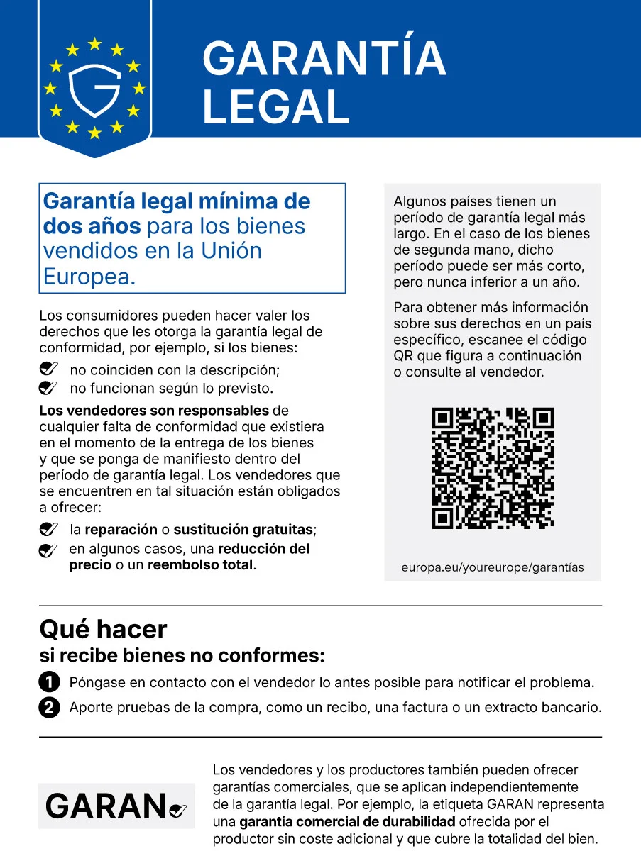Aviso armonizado de garantía legal (EU GARAN)