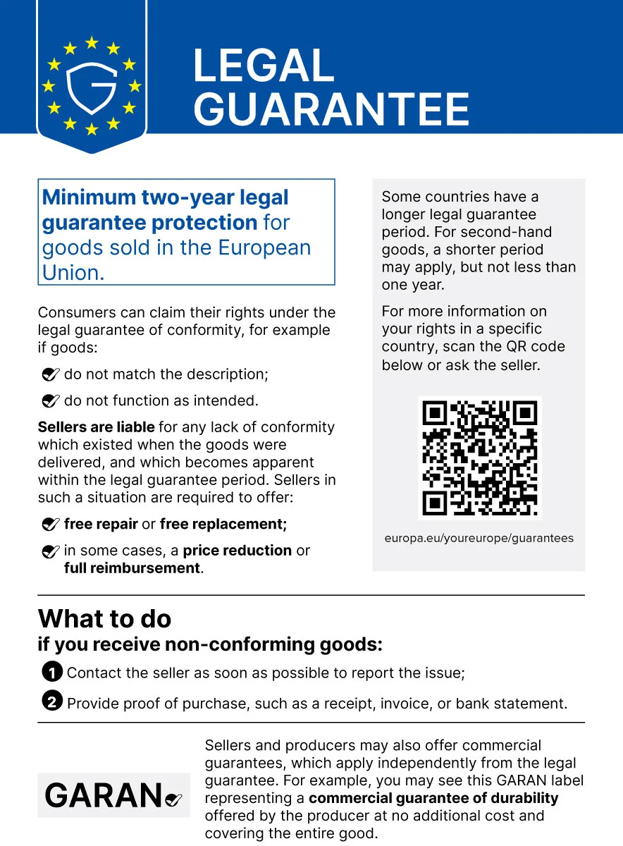Harmonised legal guarantee notice (EU GARAN)